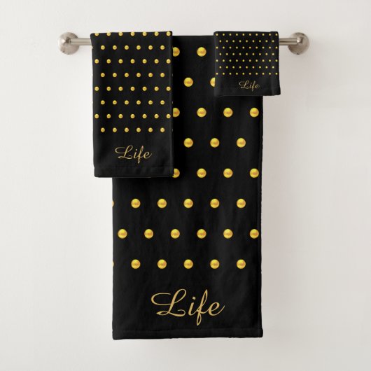 Elegant Gold Metallic look Polka Dots Bad Handdoek (Insitu)