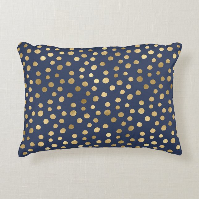 Elegant Gold Metallic Navy Blue Cheetah Pattern Accent Kussen (Voorkant)