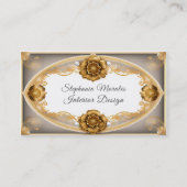 Elegant Gold Metallic Rozen en White Pearls Visitekaartje (Voorkant)