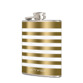 Elegant Gold Metallic Stripes White background Heupfles (Links)