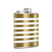 Elegant Gold Metallic Stripes White background Heupfles (Rechts)