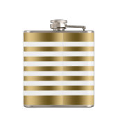 Elegant Gold Metallic Stripes White background Heupfles (Achterkant)