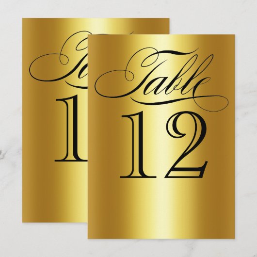 Elegant Gold Metallic Table Number Glam Bling Kaart (Voorkant / Achterkant)