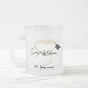 Elegant Gold Minimal Afstuderen School pet naam Matglas Koffiemok