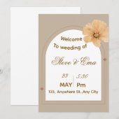 Elegant Gold Minimal Wedding Invitation | Simple & Kaart (Voorkant / Achterkant)