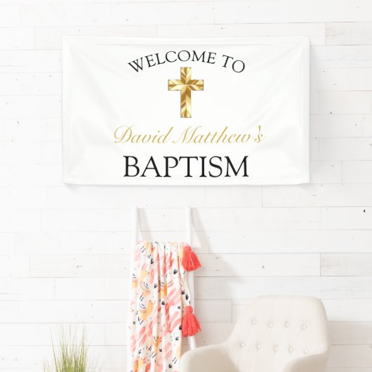 Elegant Gold Minimalist Baby Baptisme Welkom Spandoek (Insitu)