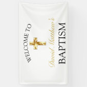 Elegant Gold Minimalist Baby Baptisme Welkom Spandoek (Verticaal)