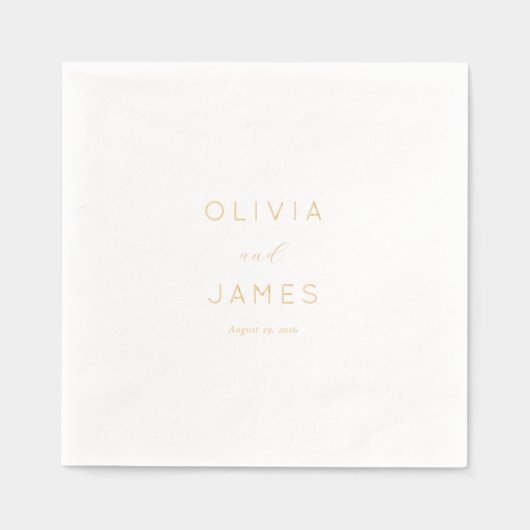 Elegant Gold Minimalist Calligraphy Folie Servetten (Voorkant)