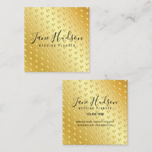 Elegant Gold Minimalist Editable 3.5x2.5 Business Vierkante Visitekaartje (Voorkant / Achterkant)