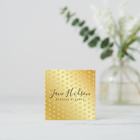 Elegant Gold Minimalist Editable 3.5x2.5 Business Vierkante Visitekaartje (Staand voorkant)