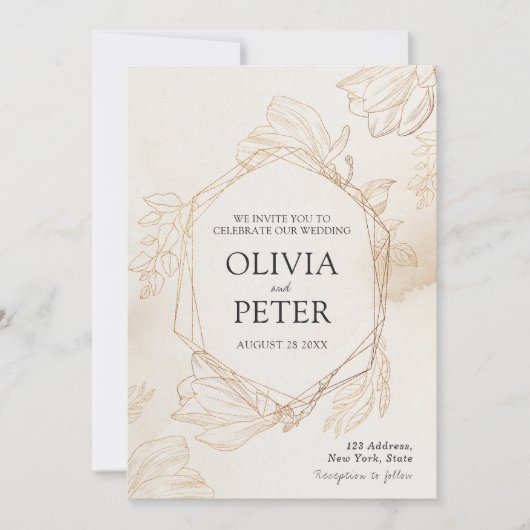 Elegant Gold Minimalist Wedding Invitation Kaart (Voorkant)