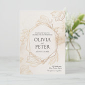 Elegant Gold Minimalist Wedding Invitation Kaart (Staand voorkant)