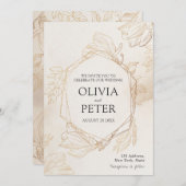 Elegant Gold Minimalist Wedding Invitation Kaart (Voorkant / Achterkant)