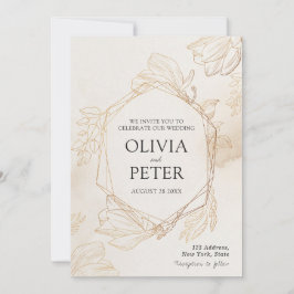 Elegant Gold Minimalist Wedding Invitation Kaart