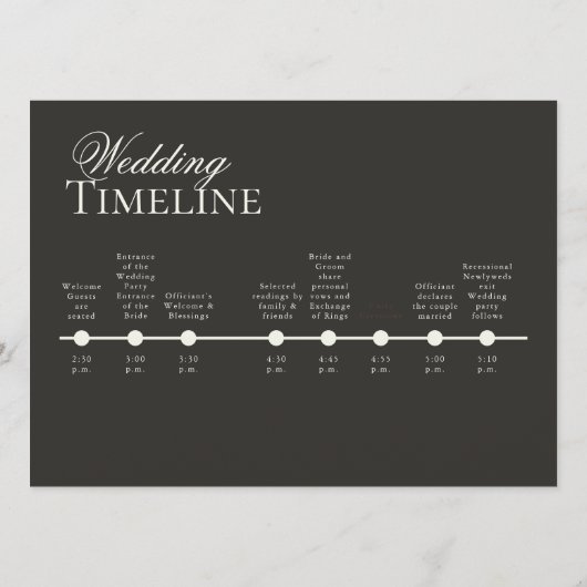 Elegant Gold Minimalist Wedding Program Timeline Menu (Achterkant)