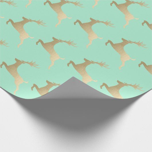 Elegant Gold Mint-kerstrenderpatroon Cadeaupapier (Hoek)