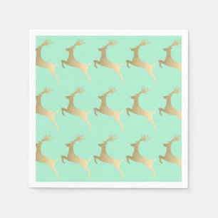 Elegant Gold Mint-kerstrenderpatroon Servet