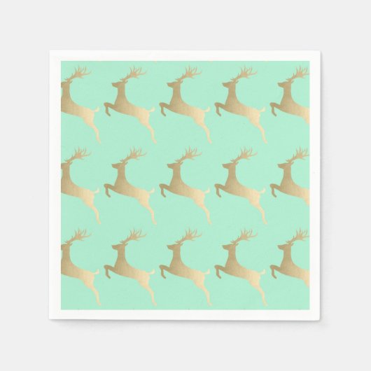 Elegant Gold Mint-kerstrenderpatroon Servet (Voorkant)