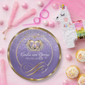 Elegant Gold Mist Paars Wedding Persoonlijk Papieren Bordje (Feest)