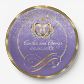 Elegant Gold Mist Paars Wedding Persoonlijk Papieren Bordje (Voorkant)