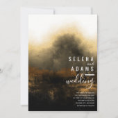 Elegant Gold Misty Waterverf Abstracte bruiloft Kaart (Voorkant)