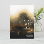 Elegant Gold Misty Waterverf Abstracte bruiloft Kaart (Staand voorkant)