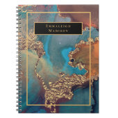 Elegant Gold Modern Blue Paint Monogram Journal Notitieboek (Voorkant)