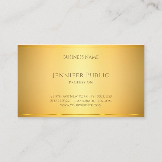 Elegant Gold Modern Design Geavanceerde Sjabloon Visitekaartje (Achterkant)