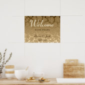 Elegant Gold Modern Floral Welkom bij ons huwelijk Poster (Keuken)