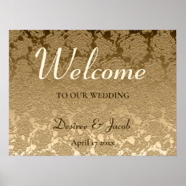 Elegant Gold Modern Floral Welkom bij ons huwelijk Poster