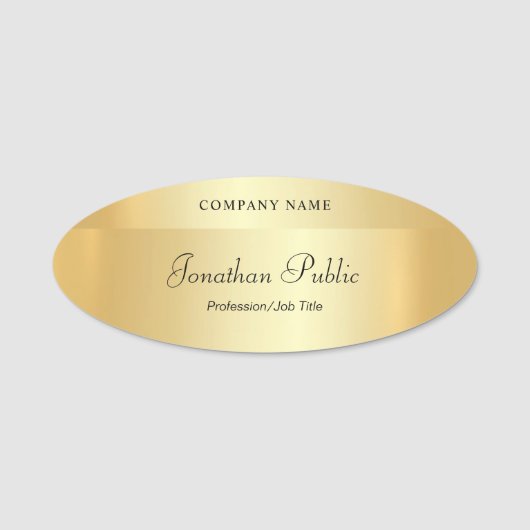 Elegant Gold Modern Handwriting Script-Sjabloon Naamplaatje (Voorkant)