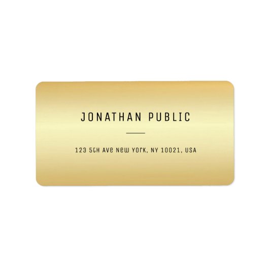 Elegant Gold Modern Minimalistische Sjabloon Etiket (Voorkant)
