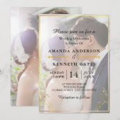 Elegant Gold Modern Photo Wedding Invitation Kaart (Voorkant / Achterkant)