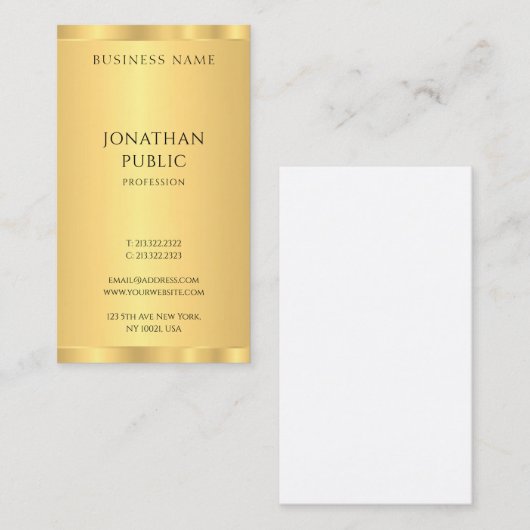 Elegant Gold Modern Simple Design Sjabloon Visitekaartje (Voorkant / Achterkant)