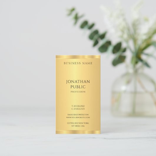 Elegant Gold Modern Simple Design Sjabloon Visitekaartje (Staand voorkant)