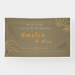 Elegant Gold Modern Wedding Celebration Decor Bann Spandoek