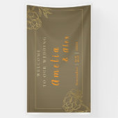 Elegant Gold Modern Wedding Celebration Decor Bann Spandoek (Verticaal)