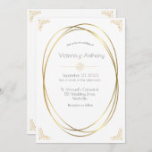 Elegant Gold Modern Wedding Invitation Kaart (Voorkant / Achterkant)