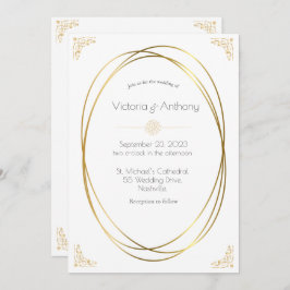 Elegant Gold Modern Wedding Invitation Kaart
