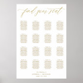 Elegant Gold Modern Wedding Seating Chart Poster (Voorkant)