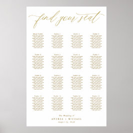 Elegant Gold Modern Wedding Seating Chart Poster
