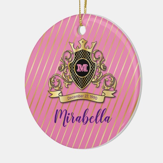 Elegant Gold Monagram Fashioned Ceramic Ornament (Links)