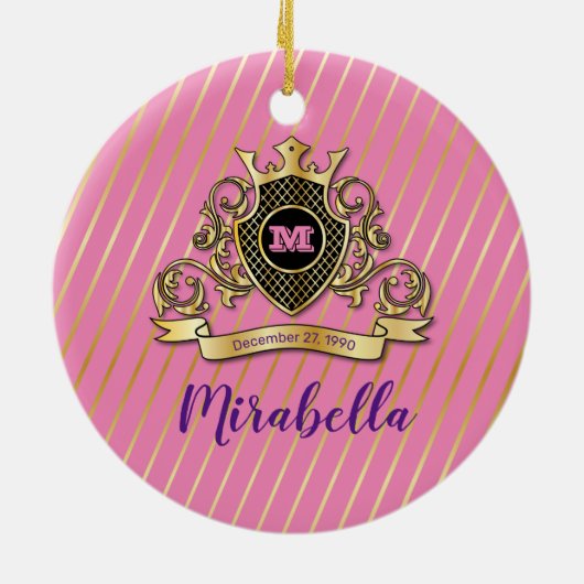 Elegant Gold Monagram Fashioned Ceramic Ornament (Achterkant)