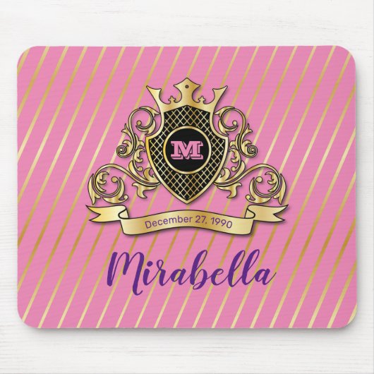 Elegant Gold Monagram Fashioned Muismat (Voorkant)