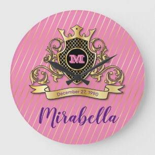 Elegant Gold Monagram Fashioned Wall Clock Grote Klok