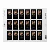 Elegant Gold Monogram B Floral adres Etiket (Full Sheet)