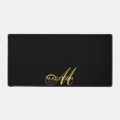 Elegant Gold Monogram Black Bureaumat (Voorkant)