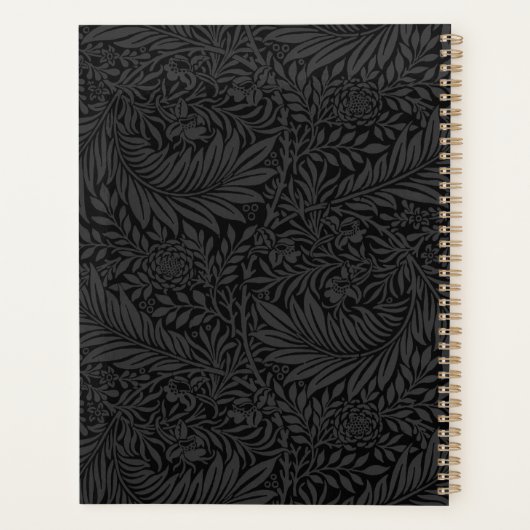 Elegant Gold Monogram Black Floral 2026 Planner (Achterkant)