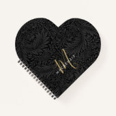 Elegant Gold Monogram Black Floral Pattern Notitieboek (Voorkant)