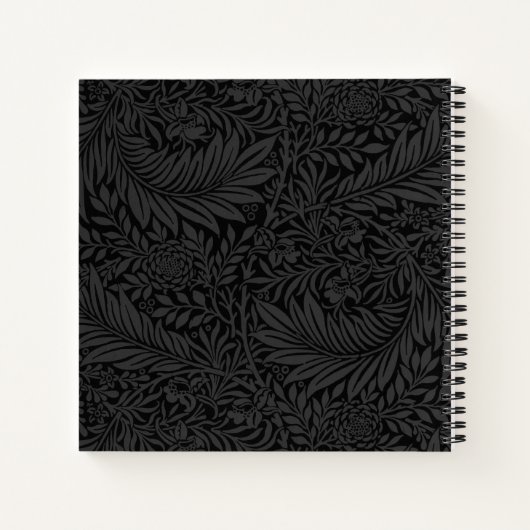 Elegant Gold Monogram Black Floral Pattern Notitieboek (Achterkant)